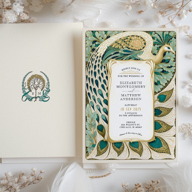Invitation Mariage Peacock Art Nouveau (Créateur téléchargé)
