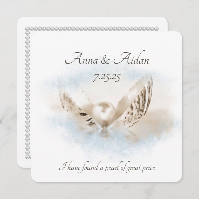 Invitation Mariage Pearl In Seashell (Devant / Derrière)