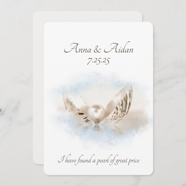 Invitation Mariage Pearl In Seashell (Devant / Derrière)