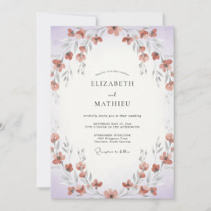 Invitation Mariage Peint à la Clay Periwinkle