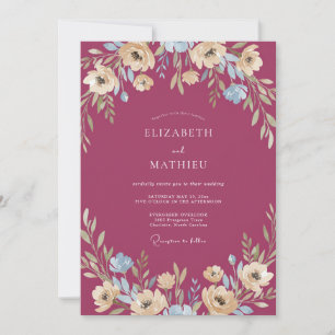Invitation Mariage peint à la fleur sauvage de baie
