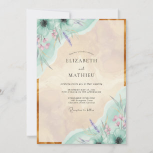 Invitation Mariage Peint à la Lavande Menthe