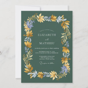 Invitation Mariage Peint à la Main avec du Vert Chasseur