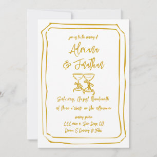 Invitation Mariage peint à la main jaune moutarde