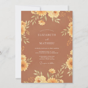 Invitation Mariage peint à la moutarde terracotta