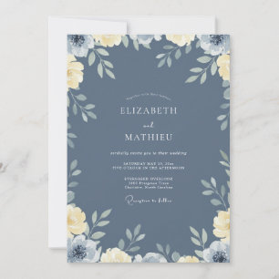 Invitation Mariage Peint à la Primevère Ardoise
