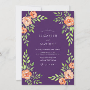 Invitation Mariage peint à la Prune Pressée Orange
