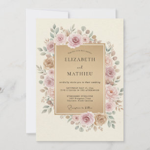 Invitation Mariage Peint à la Teinte Sable