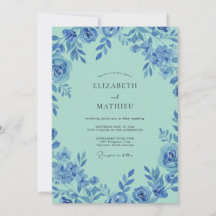 Invitation Mariage Peint à la Vigne Aqua