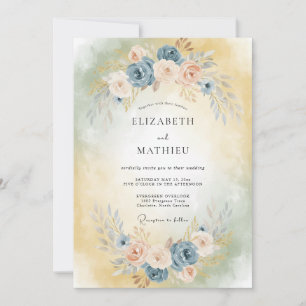 Invitation Mariage Peint à l'Abricot Acier