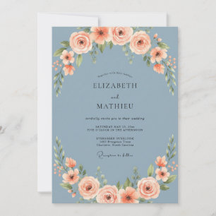 Invitation Mariage Peint à l'Abricot Ardoise