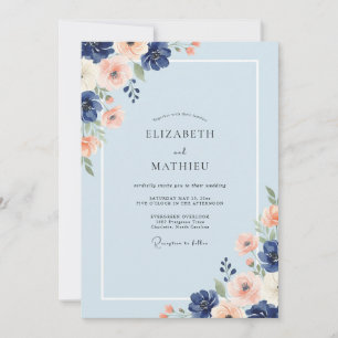 Invitation Mariage peint à l'abricot Pervenche