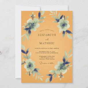 Invitation Mariage peint à l'Ambre Indigo