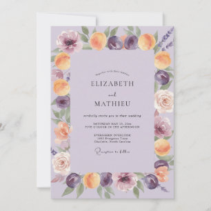 Invitation Mariage peint à l'améthyste et à l'abricot