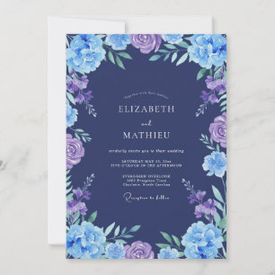 Invitation Mariage peint à l'améthyste indigo
