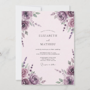 Invitation Mariage peint à l'améthyste prune