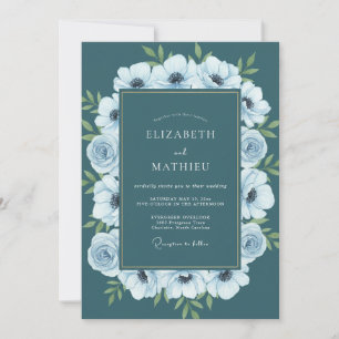 Invitation Mariage peint à l'Anémone sarcelle