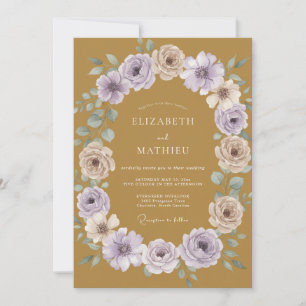 Invitation Mariage peint à l'ocre lavande
