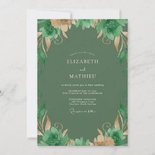 Invitation Mariage peint à l'Olive Gold
