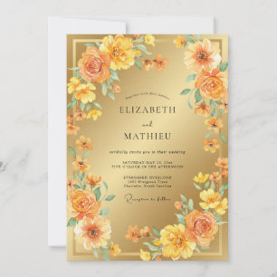 Invitation Mariage Peint À L'or Ambre