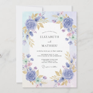 Invitation Mariage Peint à l'Or du Bleuet