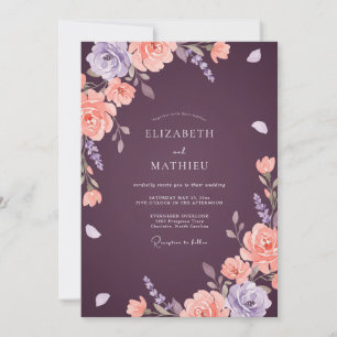 Invitation Mariage peint Abricot prune