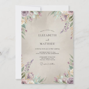 Invitation Mariage peint au Champagne Violet