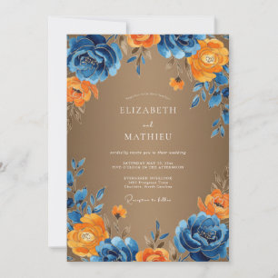 Invitation Mariage peint au cobalt ambre
