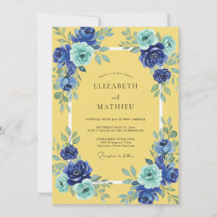 Invitation Mariage peint au cobalt au beurre