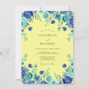 Invitation Mariage peint au cobalt citrine