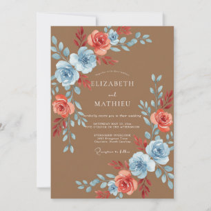 Invitation Mariage peint au corail caramel