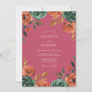 Invitation Mariage peint au corail de baie