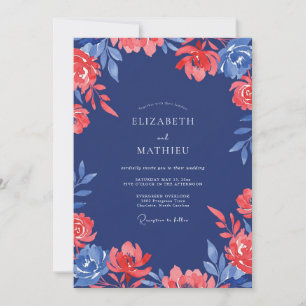 Invitation Mariage Peint au Corail de la Marine