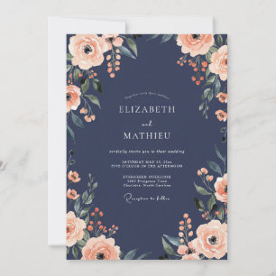 Invitation Mariage peint au corail de minuit