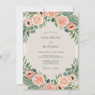 Invitation Mariage peint au Coral Sage