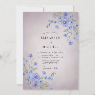 Invitation Mariage Peint au Lavande Bleuet