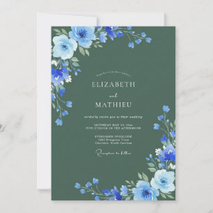 Invitation Mariage peint Azure Sage
