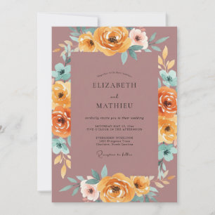 Invitation Mariage peint en ambre mauve