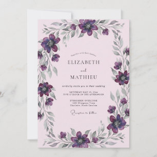 Invitation Mariage peint en argent et prune