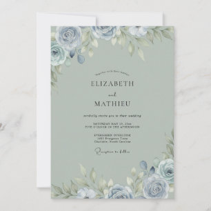 Invitation Mariage peint en bleu acier