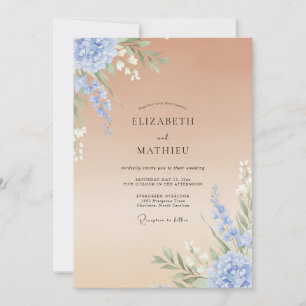 Invitation Mariage Peint en Brun Pervenche
