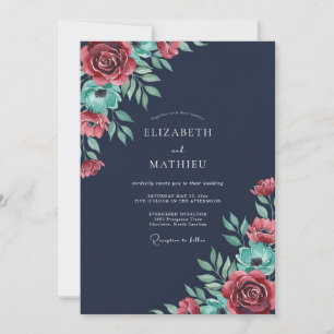 Invitation Mariage peint en cramoisi de minuit