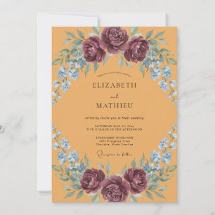 Invitation Mariage peint en mauve moutarde