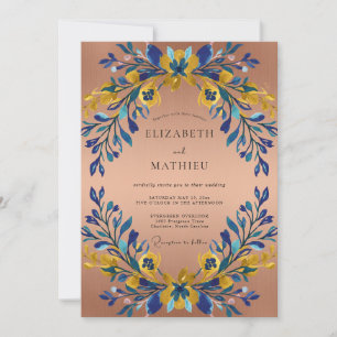 Invitation Mariage peint en terre cuite cobalt