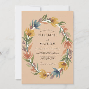 Invitation Mariage peint en terre cuite ocre