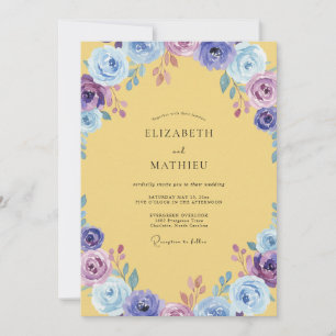 Invitation Mariage peint jaune violet
