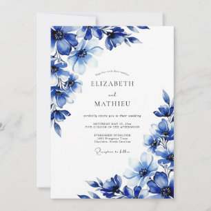 Invitation Mariage peint royal bleu