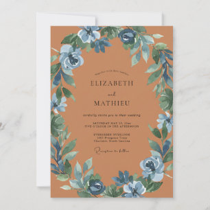 Invitation Mariage Peint sur Ardoise Terracotta