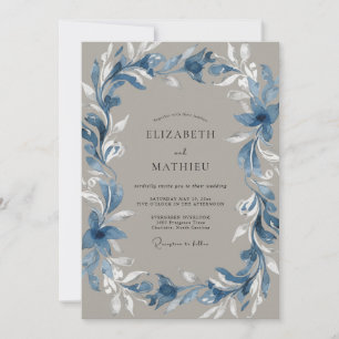 Invitation Mariage Peint Taupe Acier