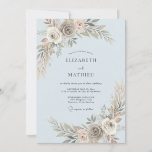 Invitation Mariage Peint Taupe en Poudre